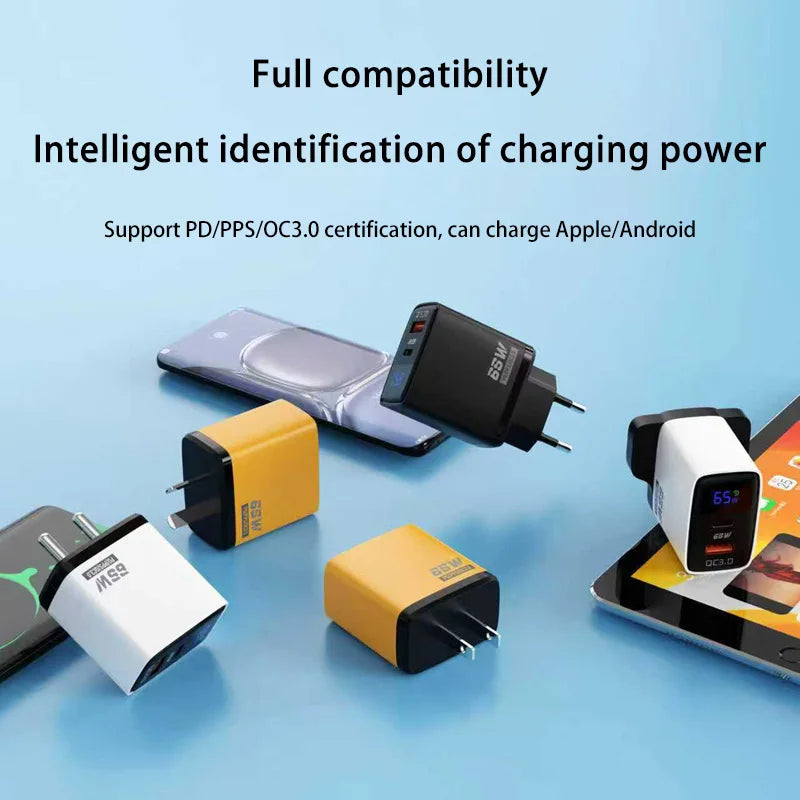 New 65W Fast Charger PD QC3.0 USB Type C 2Port Wall Cell Pho