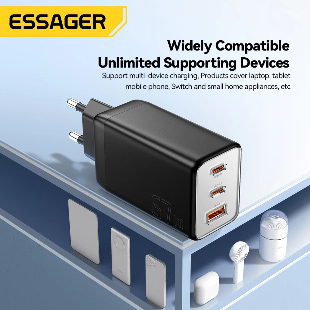 Essager 67W GaN USB Type C Charger PPS 65W Fast Charge For S