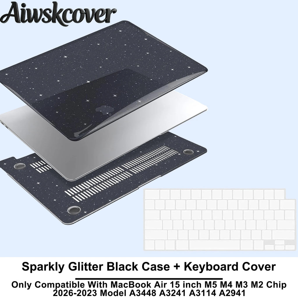 For MacBook Air 15 inch Case M5 M4 M3 M2 2026 2025-2023 Hard Shell Laptop Cover With Keyboard CoverModel A3448 A3241 A3114 A2941
