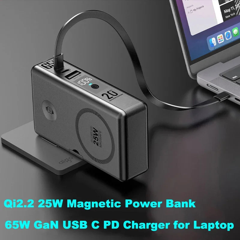 Solid-state Battery 65W GaN USB C Charger Power Bank 20000mA