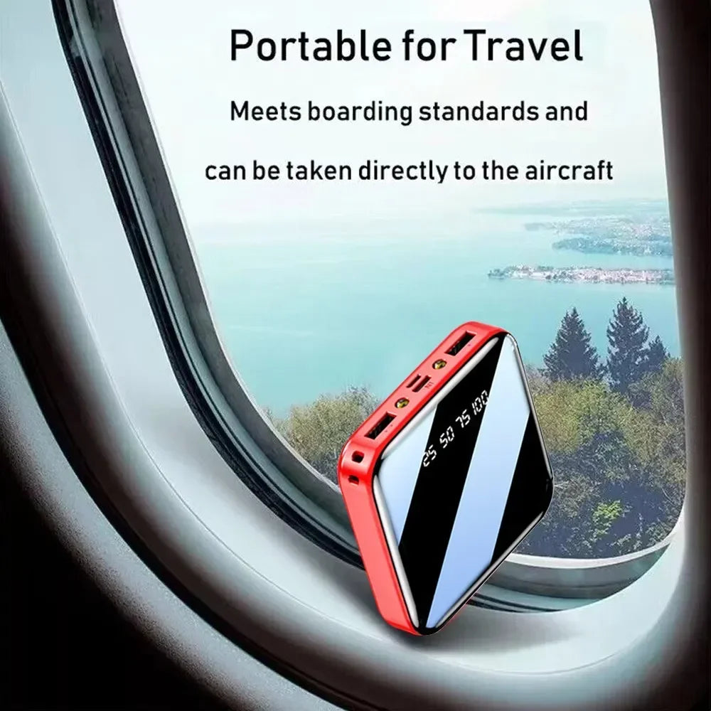 Mini 500000mAh Power Bank Portable Charger Mirror Screen LED