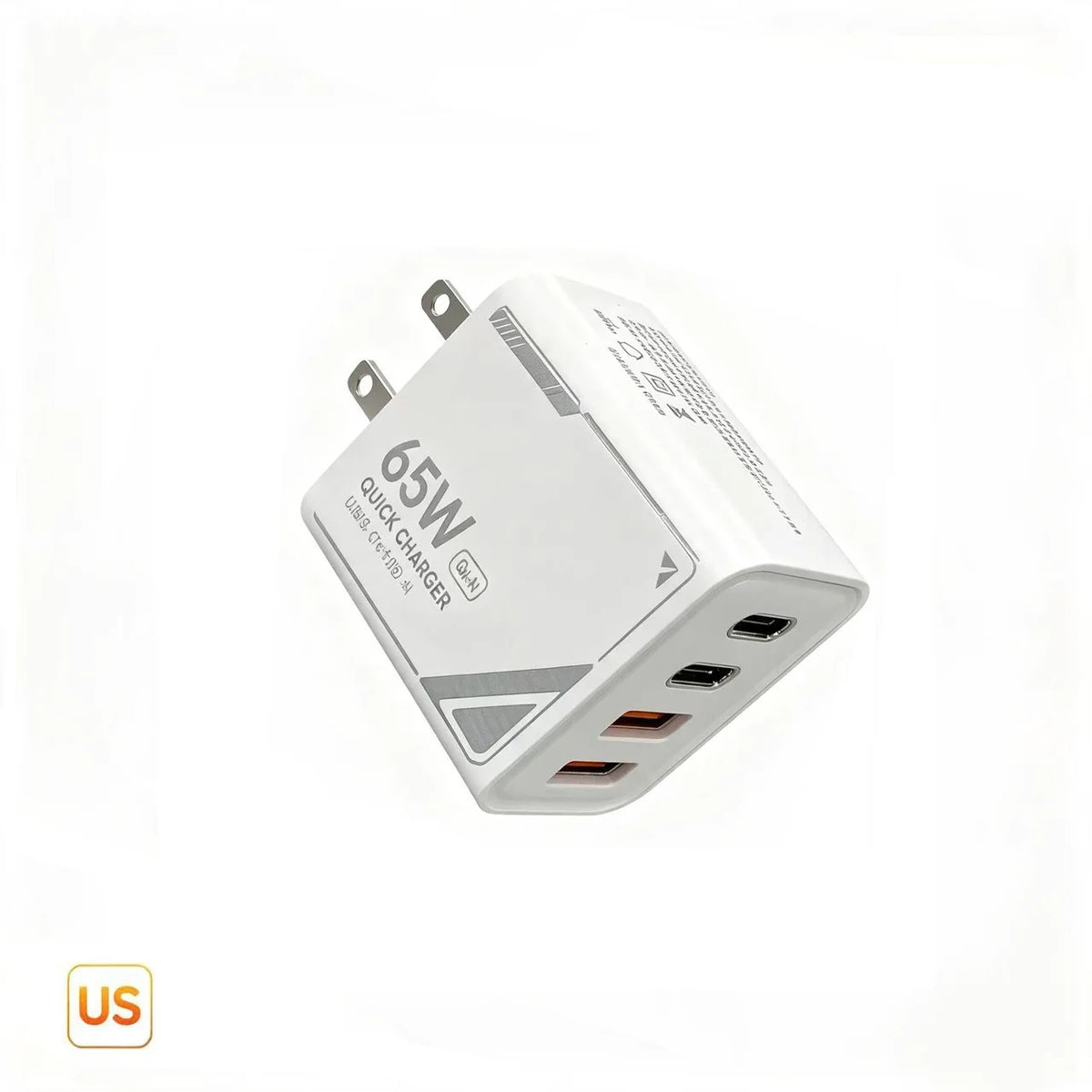 65W GAN Pattern Multi Port Travel Fast Charger Black Yellow White Optional EU US Plug Charging Kit with 1M Braided USB C Cable
