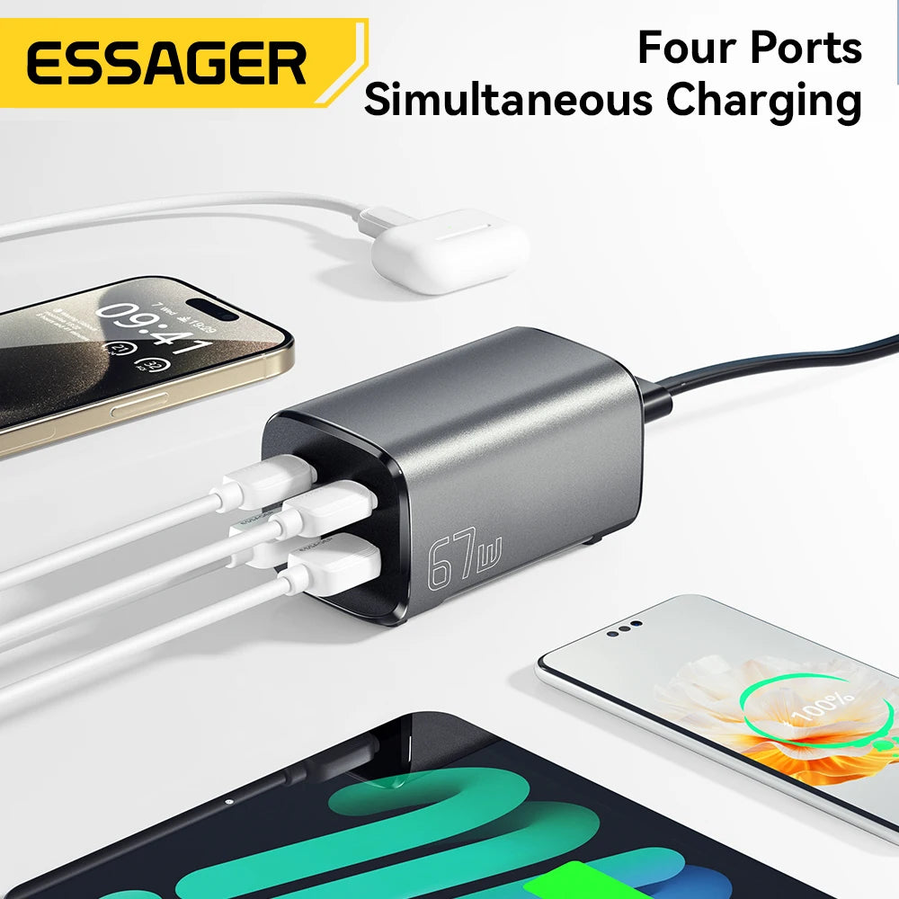 Essager 67W USB C GaN Charger Desktop Quick Charge 4.0 QC 3.