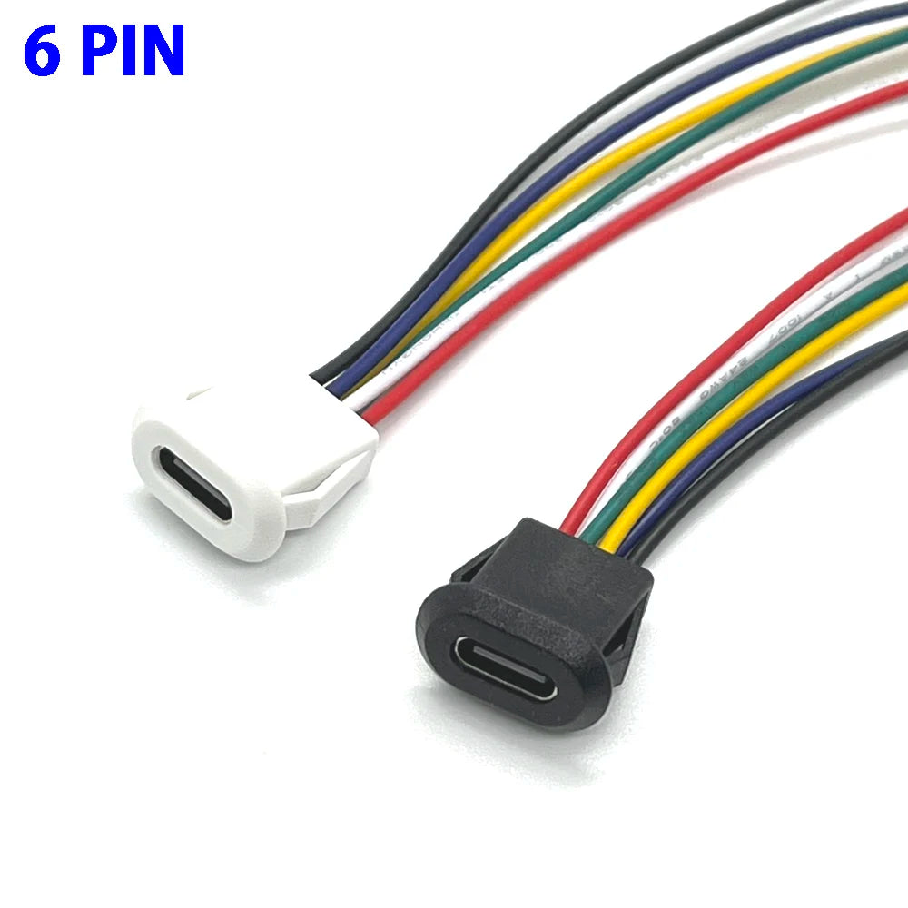 1pcs 6pin USB Type C Connector Type-C With Card Buckle Femal
