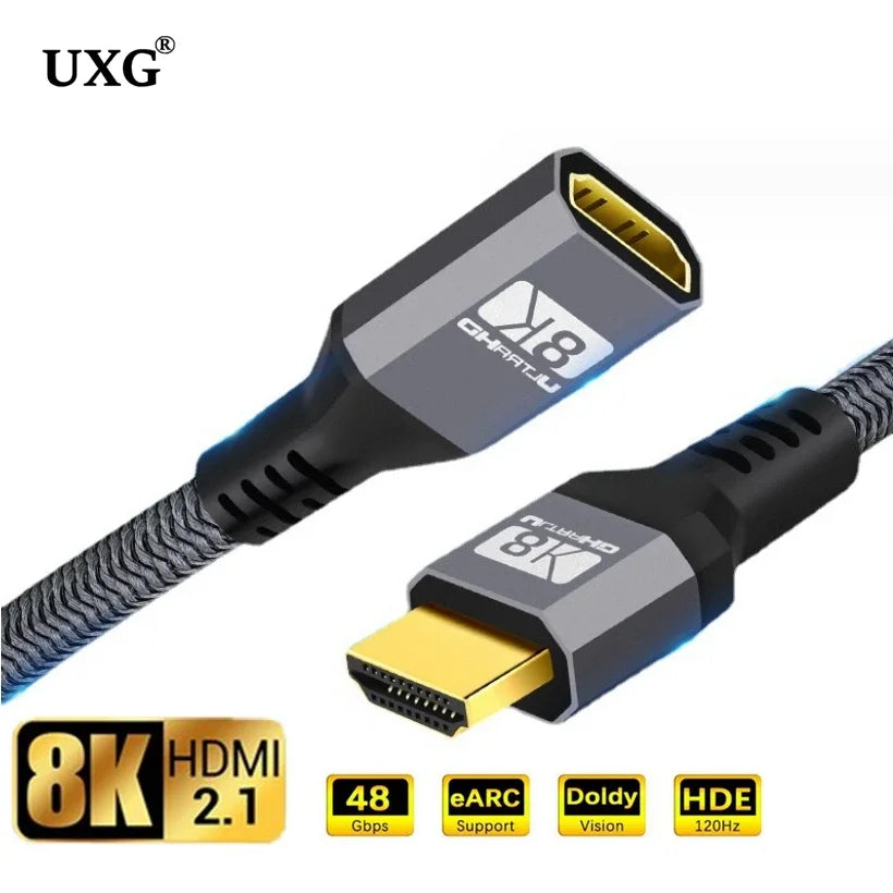 8K HDMI Extension Cable Male To Female 1.5M/2M/3M HDMI 4K 3D