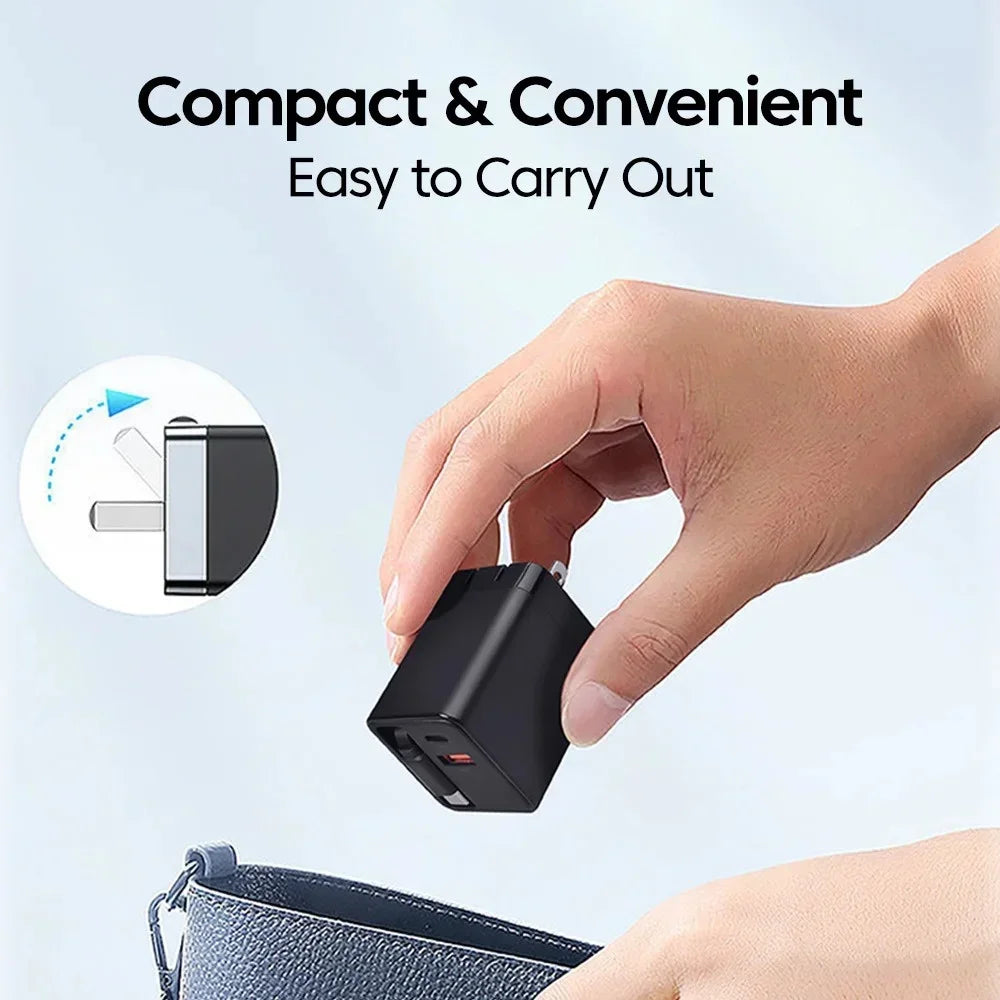 80W GaN USB C Fast Charger Retractable Cable Phone Charger A