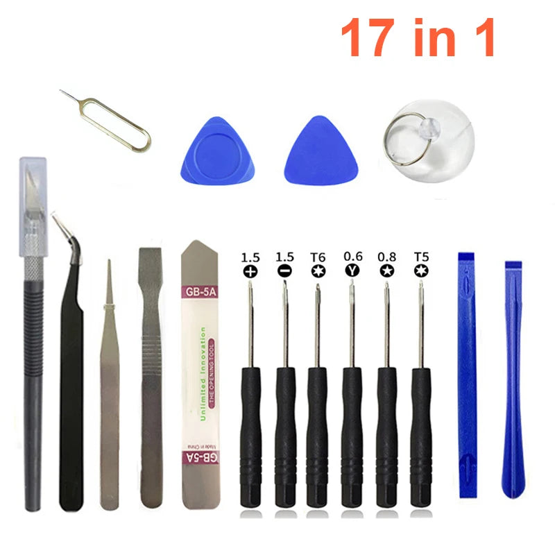 Professional 26 in 1 Cell Phone Repair Tool Kits Screwdrivers with Screen Opening Pry Bar Suction Cup for iPhone Samsung Xiaomi