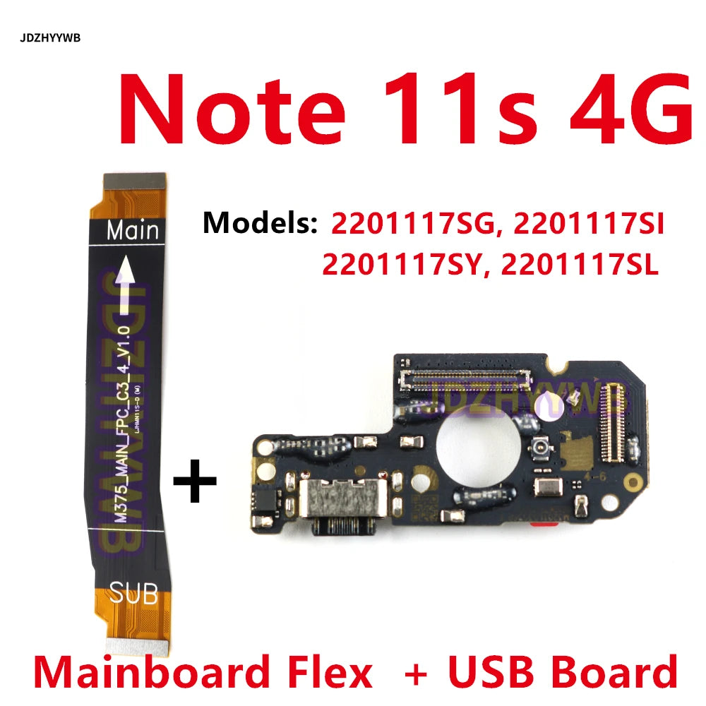 For Xiaomi Redmi Note 11 11s 4G USB Charging Board Dock Port Connector + Main Board Motherboard Flex Cable Replacement 33W