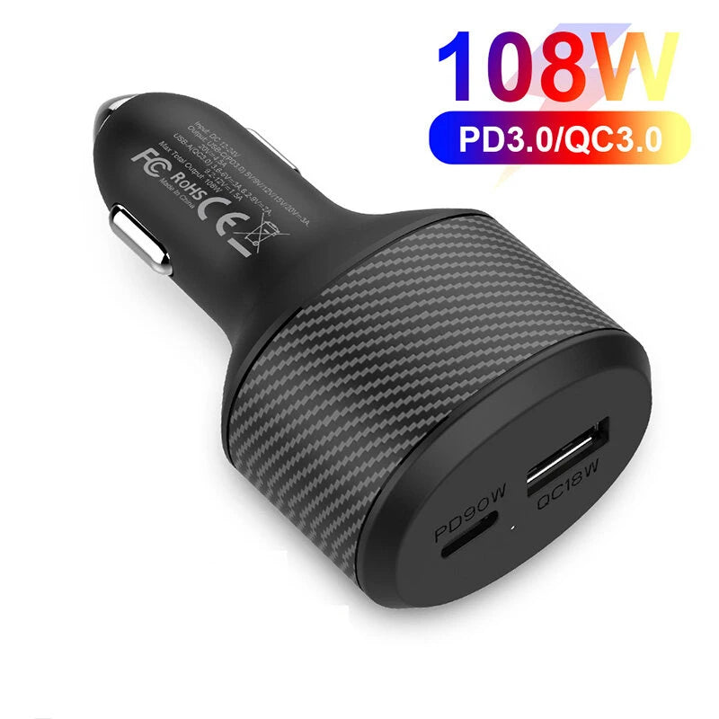 UHOMEBUY 200W Car Charger USB Type C Fast Charger 100W 65W 45W 20W PPS PD QC3.0 Quick Charger for Laptop iPhone 15 Samsung S23