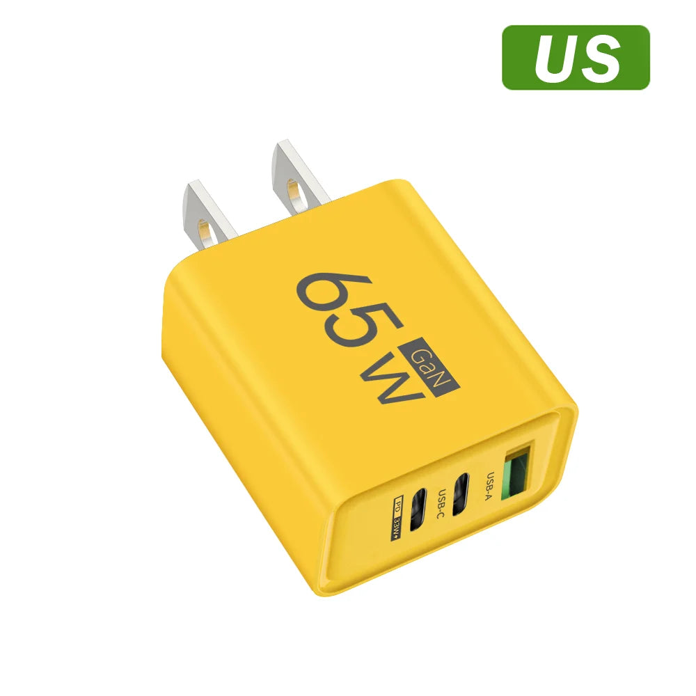 GAN Fast Charging Total 65W USB EU/US/KR Plug PD Fast charging head is suitable for Xiaomi Huawei Samsung mobile phone charger
