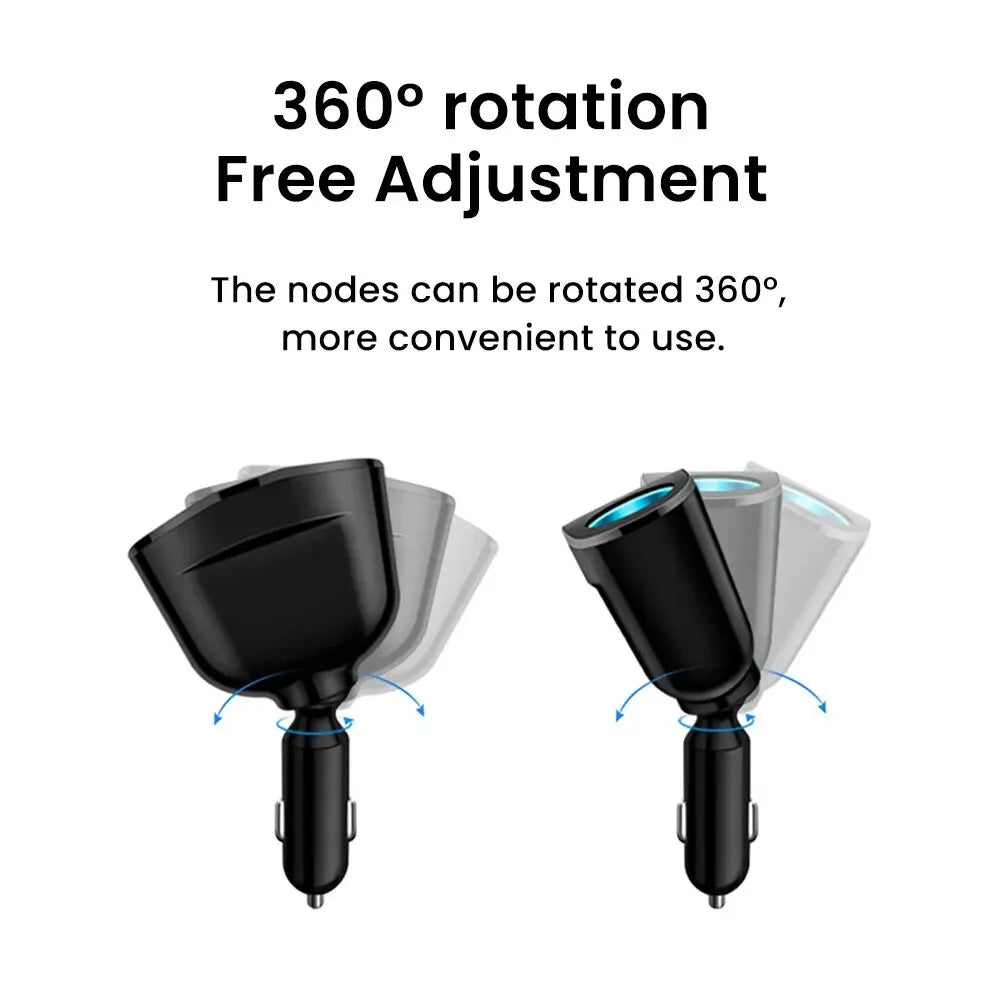66W Fast Charging Car Charger QC3.0 Cigarette Lighter Multif