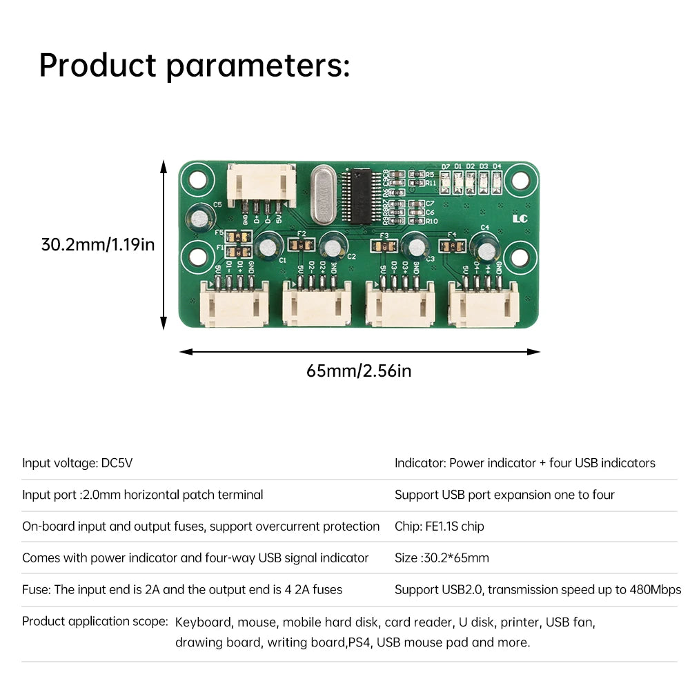 1-to-4-Port HUB Module USB 2.0 Free Drive USB Splitter Elect