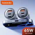 Toocki 65W USB C Car Charger Dual Type C Phone Charger PD 3.