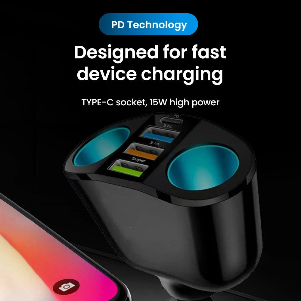 Elough 66W Super Fast Charge QC3.0 Car Charger with 2 in 1 D