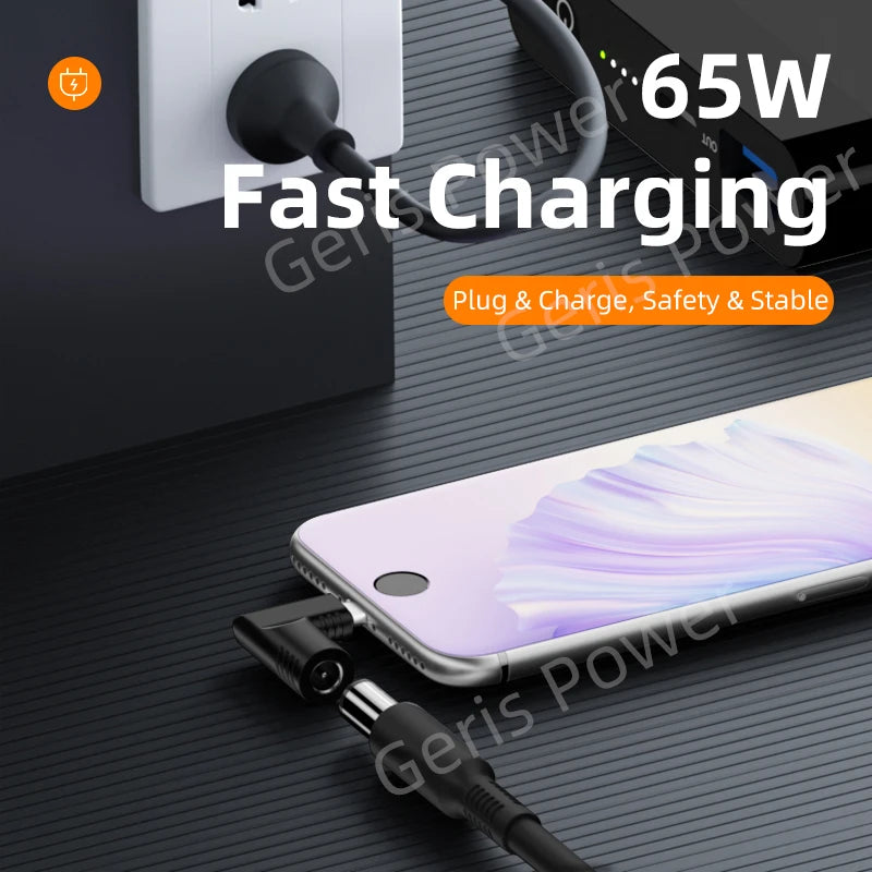 65W DC to USB C PD Power Adapter Converter 5.5X2.5 7.4X5.0 4