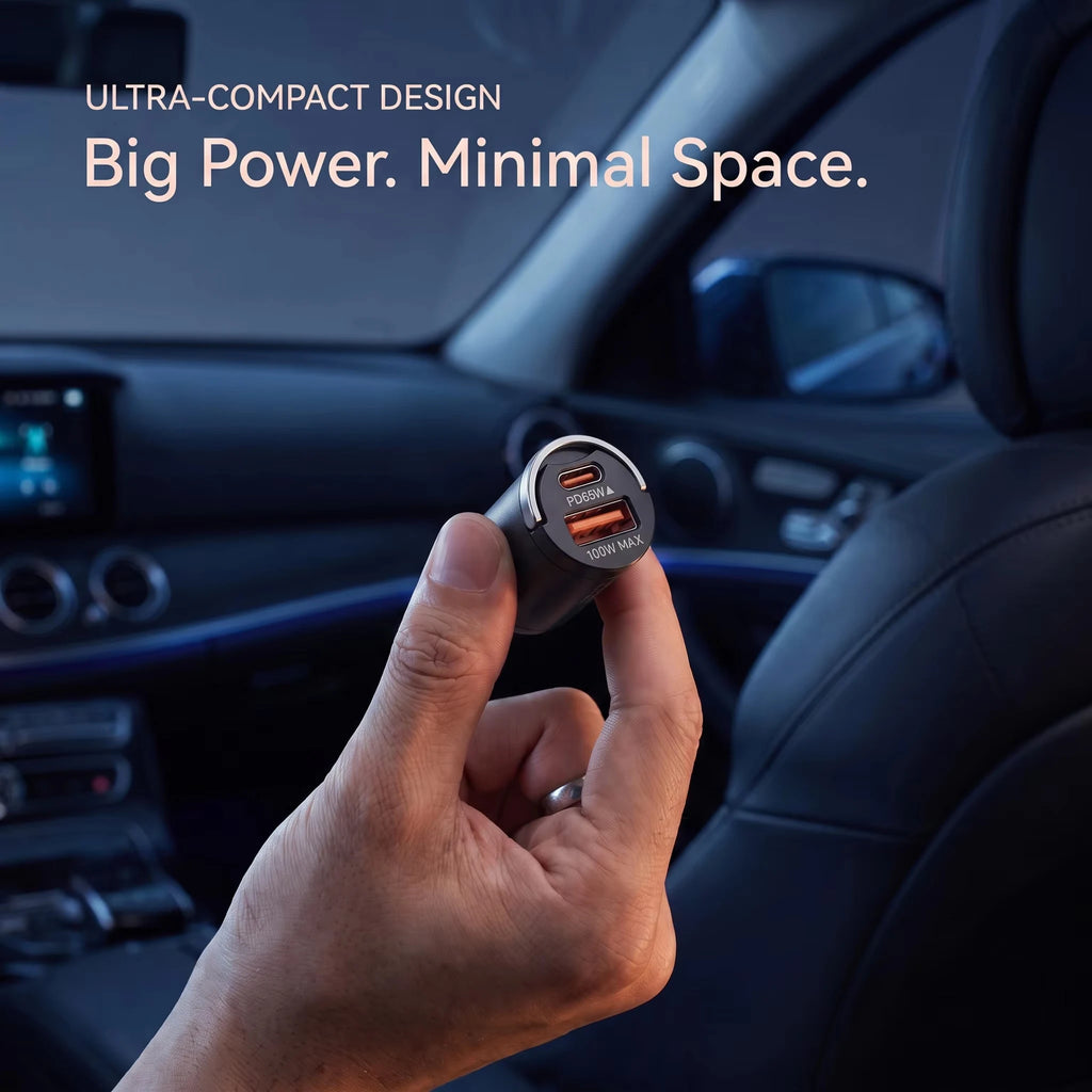 165W Travel Car Charger Dual Port 65W USB C and 100W USB A O