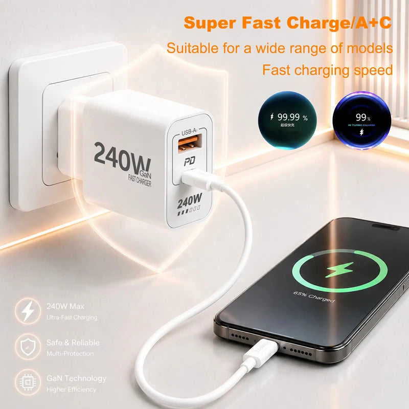 Lenovo 240W GaN PD USB C Charger Fast Charging For iPhone 17