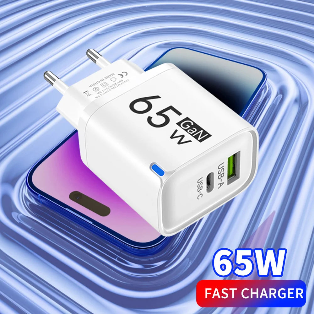 65W GaN USB Charger Type C Fast Charging Mobile Phone Charge
