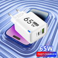 65W GaN USB Charger Type C Fast Charging Mobile Phone Charge
