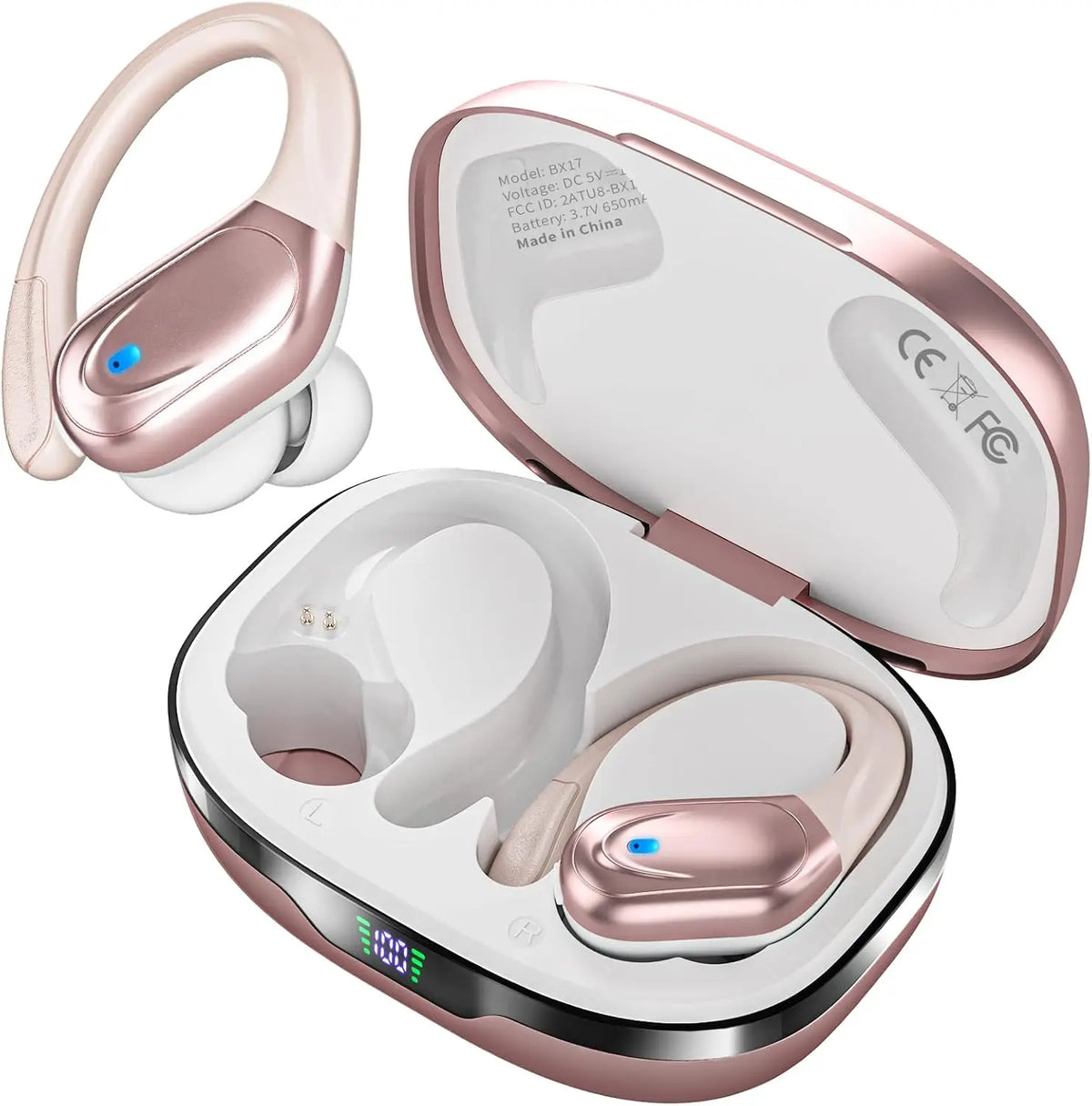 Funlarto Wireless Headphones Sport Bluetooth Earphones IPX7 Waterproof Earbuds 75 Hrs Battery with Mic LED Power Display for Gym