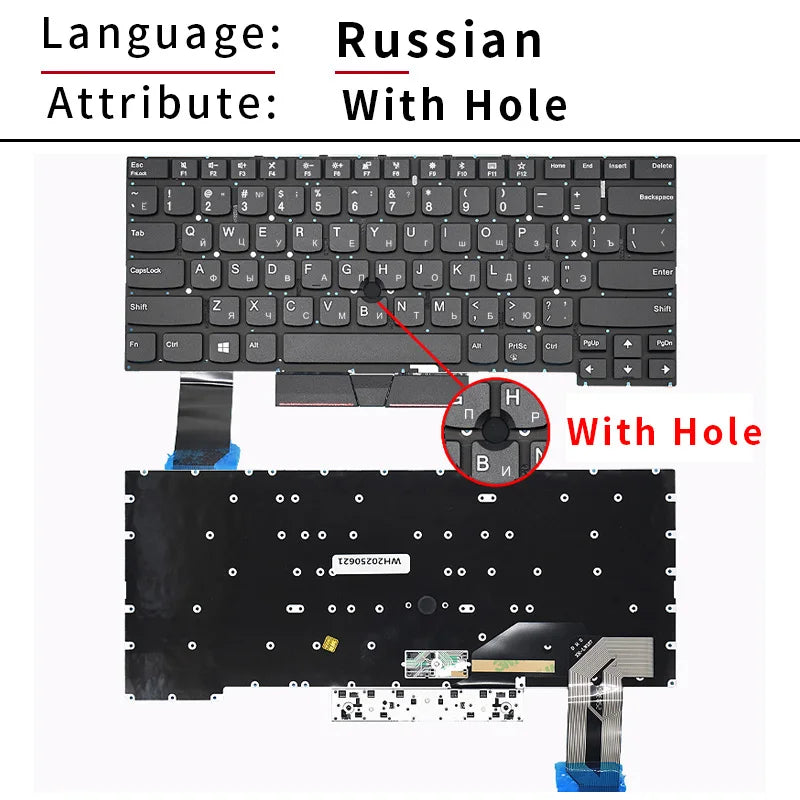Replacement US/Russian Keyboard for Lenovo Thinkpad T490S T495S T14S Gen1 Laptop SN20W19523 With Backlight