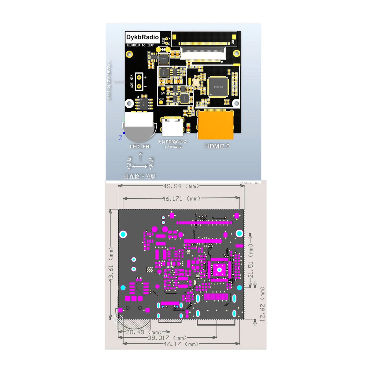2K/4K HDMI to EDP LCD Driver Board 30PIN / 40PIN Display Scr