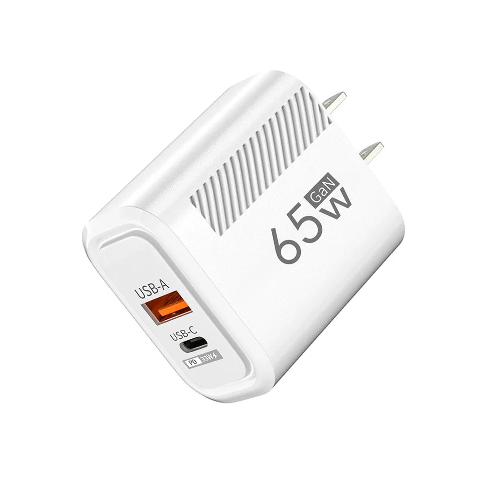 GaN 65W Dual Ports Charger 2 In 1 EU/US Plug USB Type C QC3.0 Charger Fast Charging Wall Charger Quick Charging Power Adapters