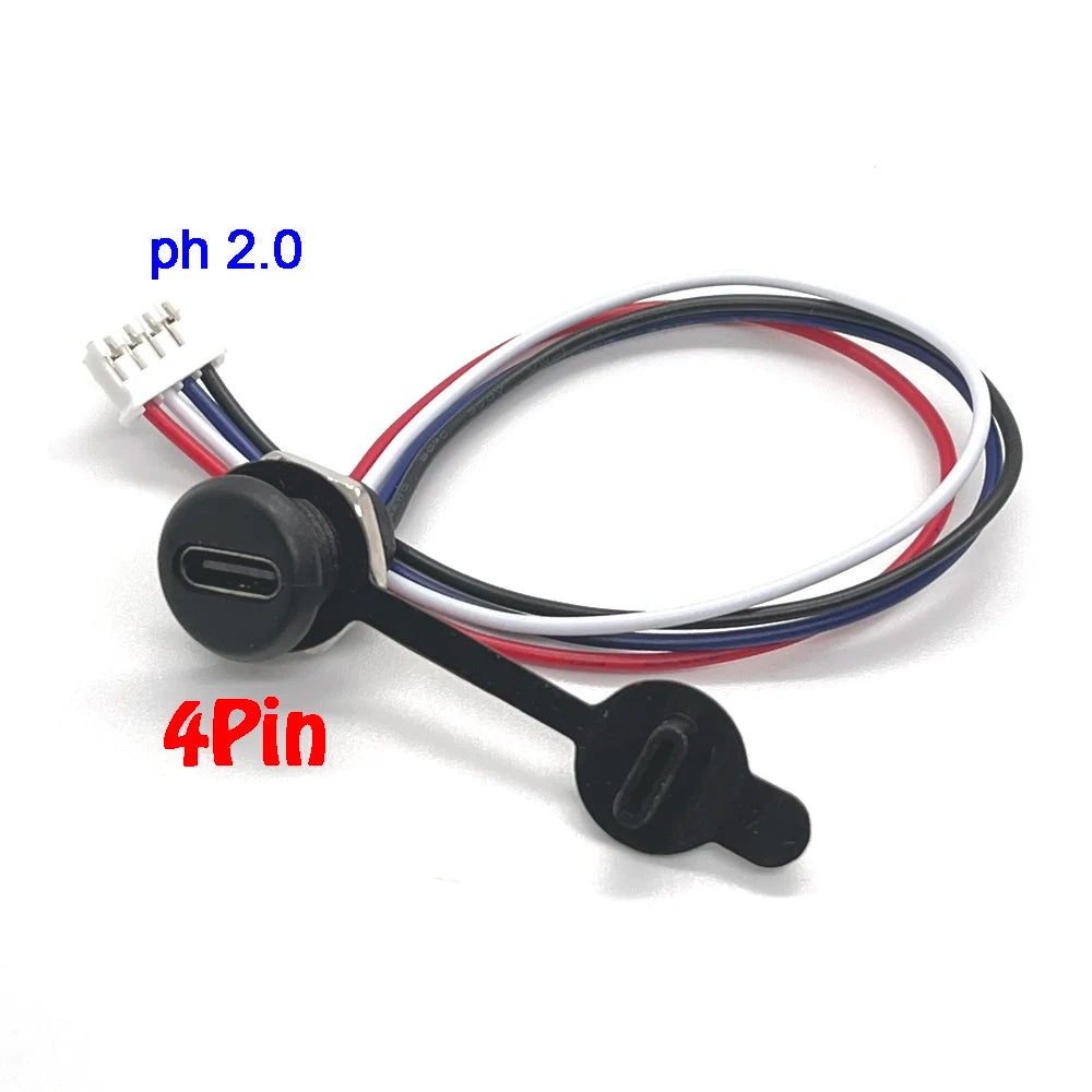 2P 4P 5pin 6Pin USB-C High Current Charging Socket with PH2.0 Nut Snap Lock Plate Type-C Female Waterproof Female Connector Jack