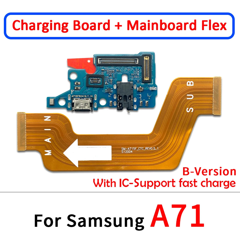 For Samsung A21S A31 A41 A51 A70 A71 USB Charging Port Mic Microphone Connector Main Motherboard LCD Flex Cable Replacement