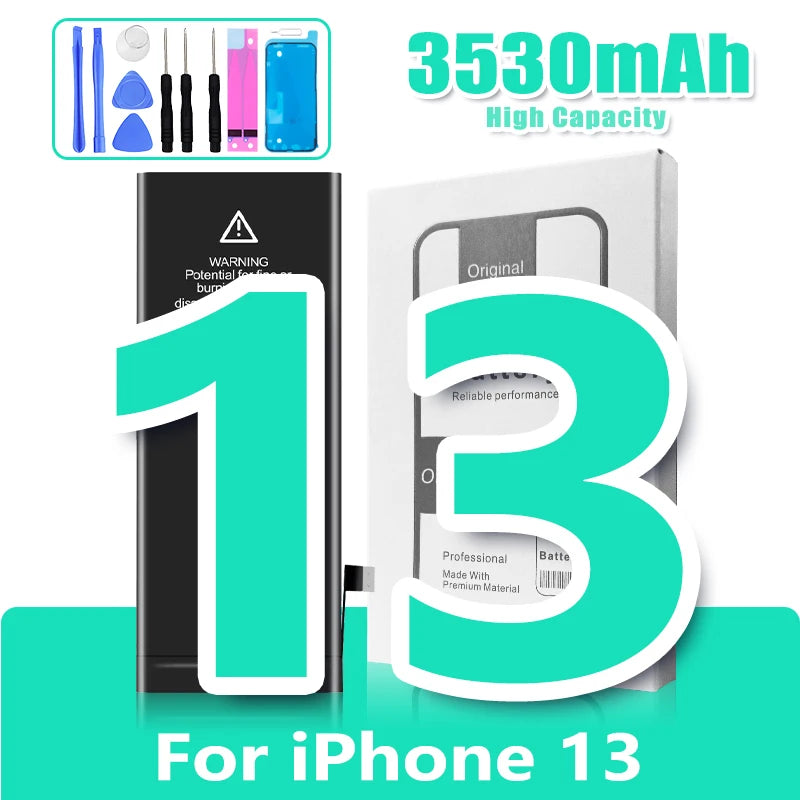 0 Cycle Replacement Battery for iPhone 11 12 13 14 Pro Max Mini High Capacity Phone for Apple iPhone with Free Repair Tools Set