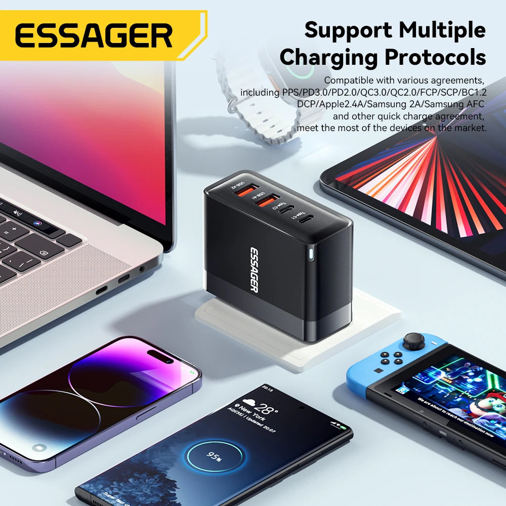 Essager 100W USB Type C Charger 65W PD Quick Charge4.0 3.0 T