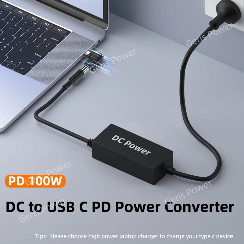 65W 100W DC Universal Laptop Charger to USB C Type C PD Trig