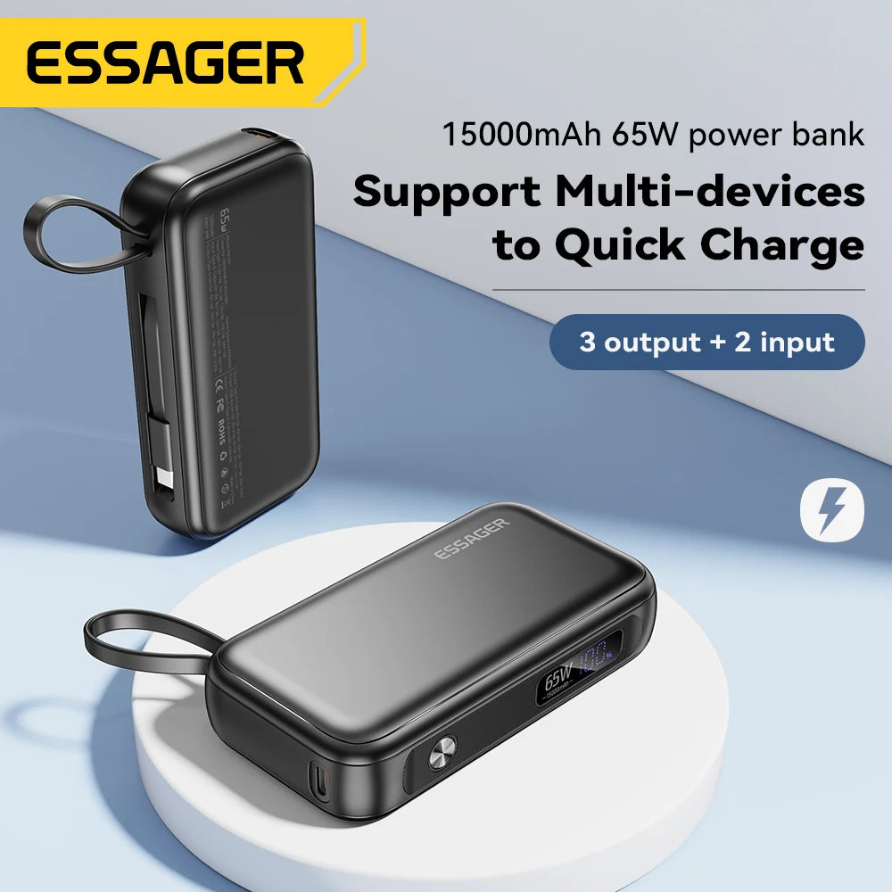 Essager Power Bank Portable 15000mAh in With USB C Cable Ext