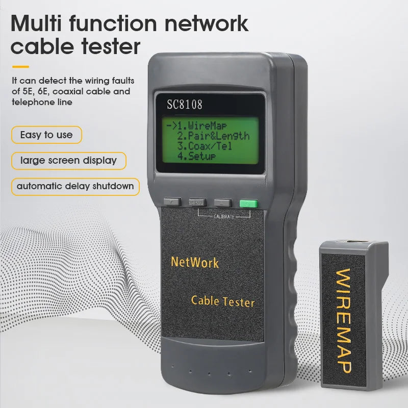 SC8108 Portable LCD Network Tester Meter&LAN Phone Cable Tes