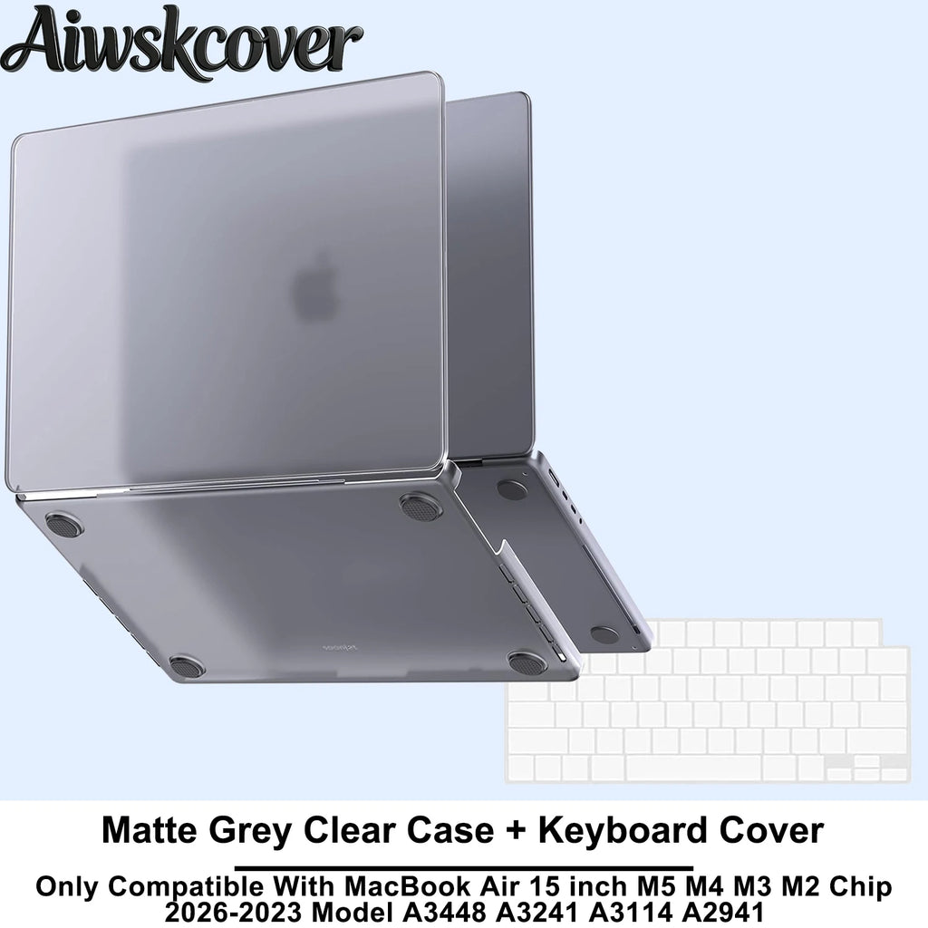 For MacBook Air 15 inch Case M5 M4 M3 M2 2026 2025-2023 Hard Shell Laptop Cover With Keyboard CoverModel A3448 A3241 A3114 A2941