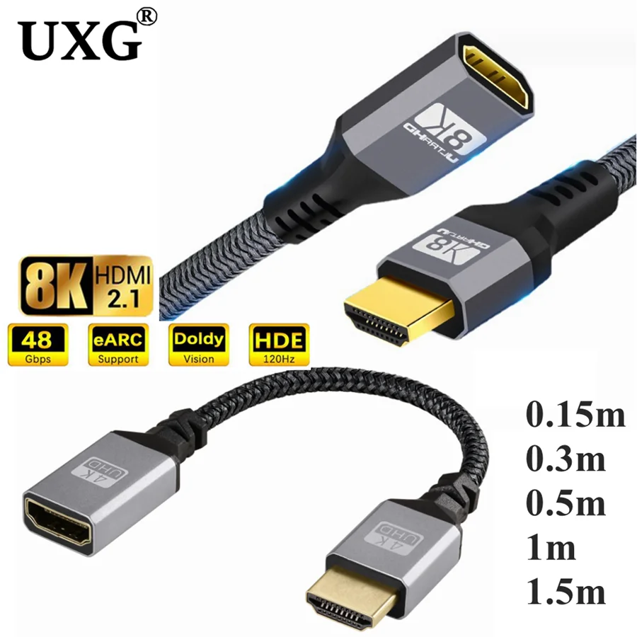 8K HDMI Extension Cable male to female 1.5M/2M/3M HDMI 4K 3D