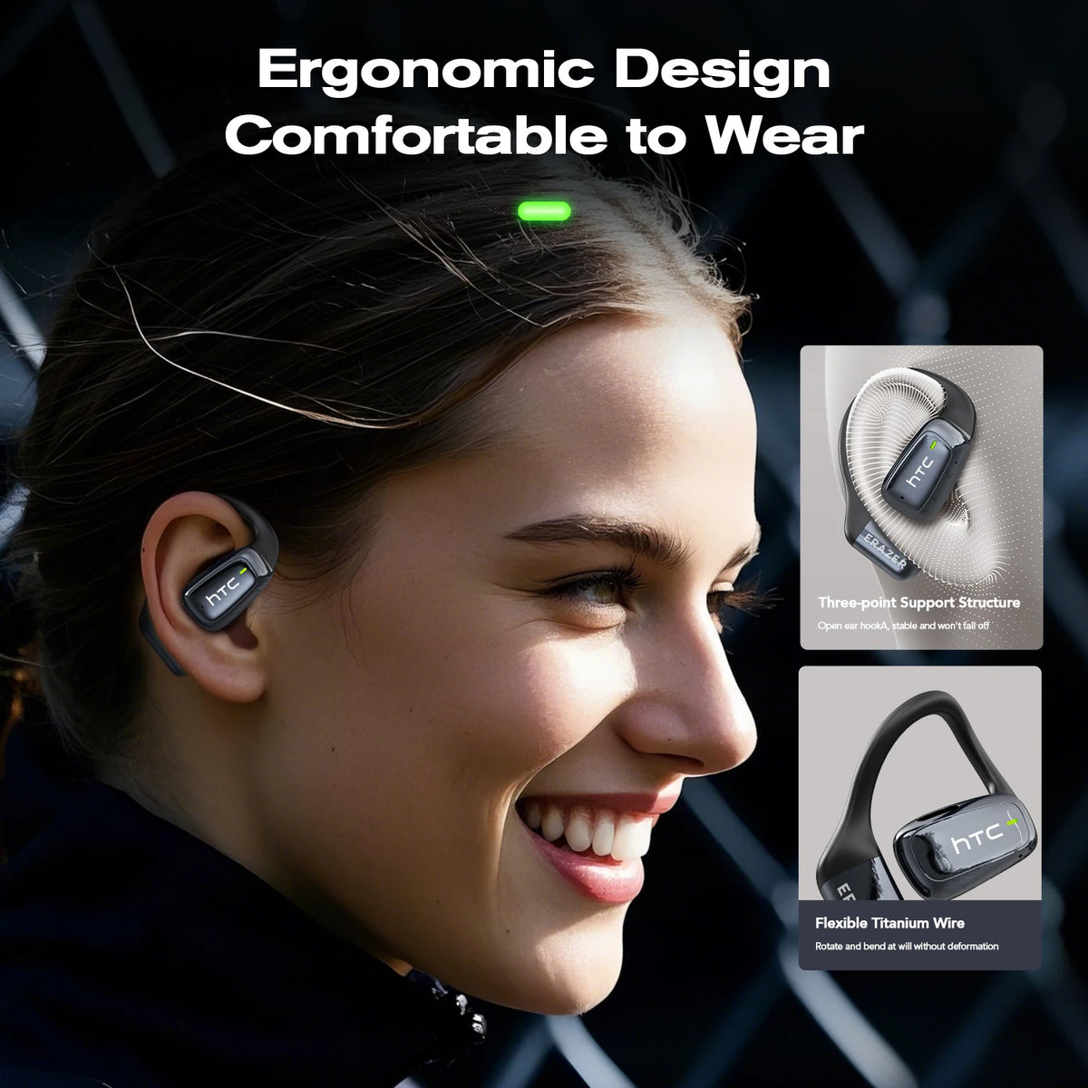 HTC NE25 OWS Earbuds AI Translator LCD Touch Screen Bluetoot