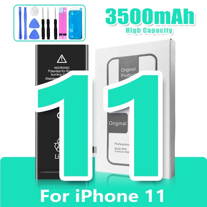 0 Cycle Replacement Battery for iPhone 11 12 13 14 Pro Max Mini High Capacity Phone for Apple iPhone with Free Repair Tools Set