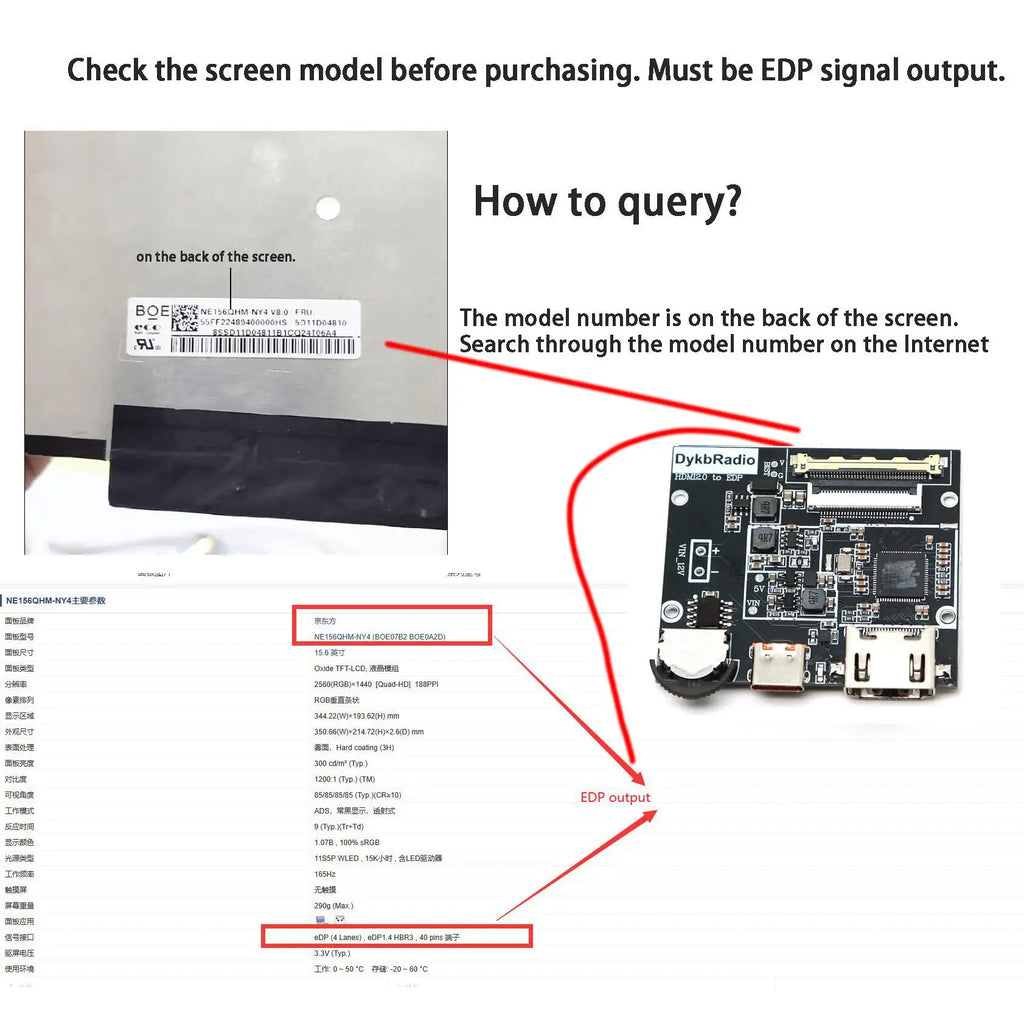 HDMI to EDP Converter Board 30Pin 40Pin 60Hz LCD Controller 