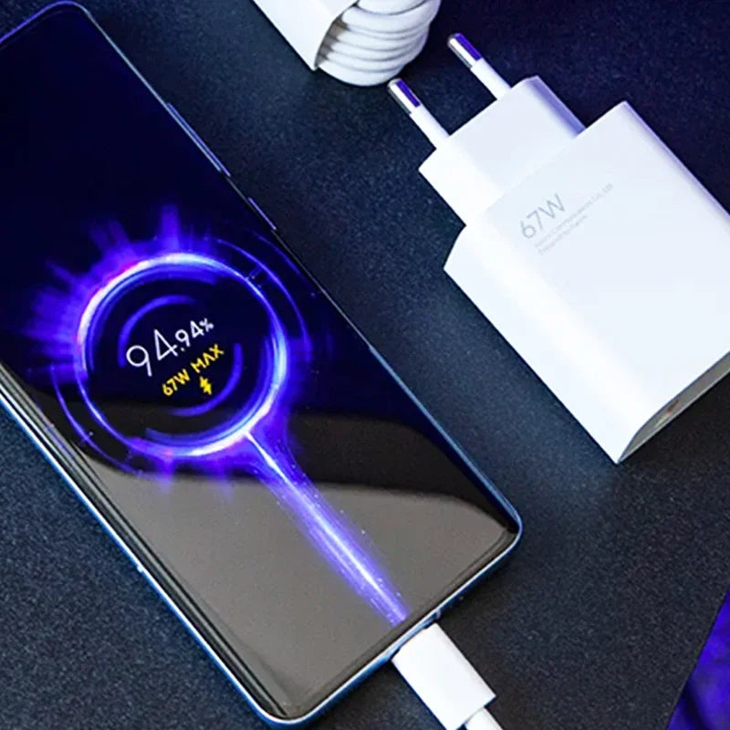 67W Xiaomi Turbo EU US Charger With 1M 6A Usb Type C Cable F