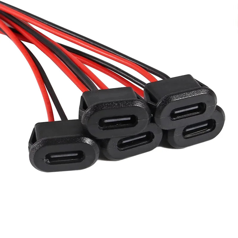 5/10PCS 2Pin USB Connector Type-C Waterproof with Female Soc