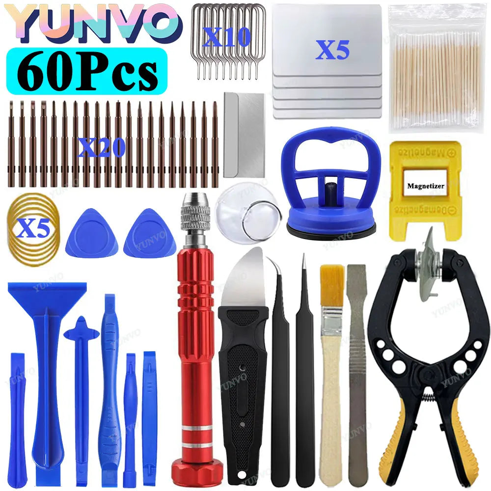 60x Mobile Phone Repair Tools Screwdriver Tablet Battery Dis