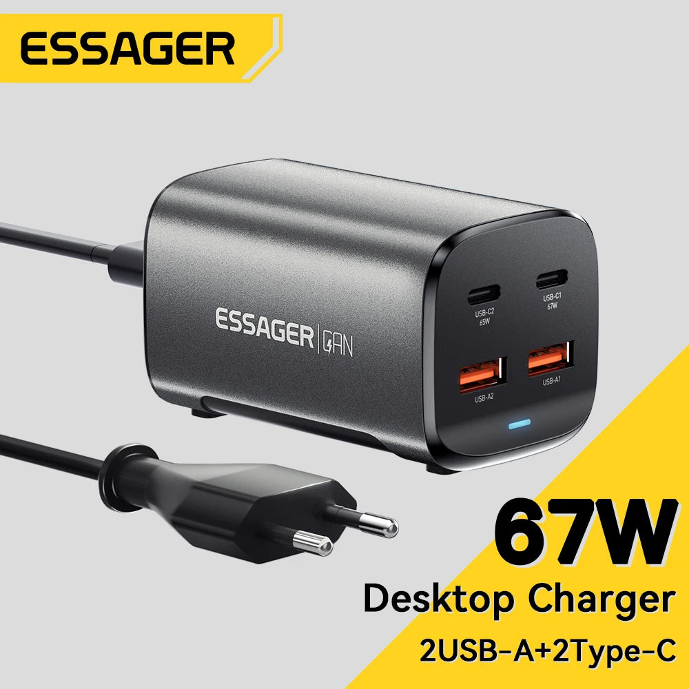 Essager 67W USB C GaN Charger Desktop Quick Charge 4.0 QC 3.