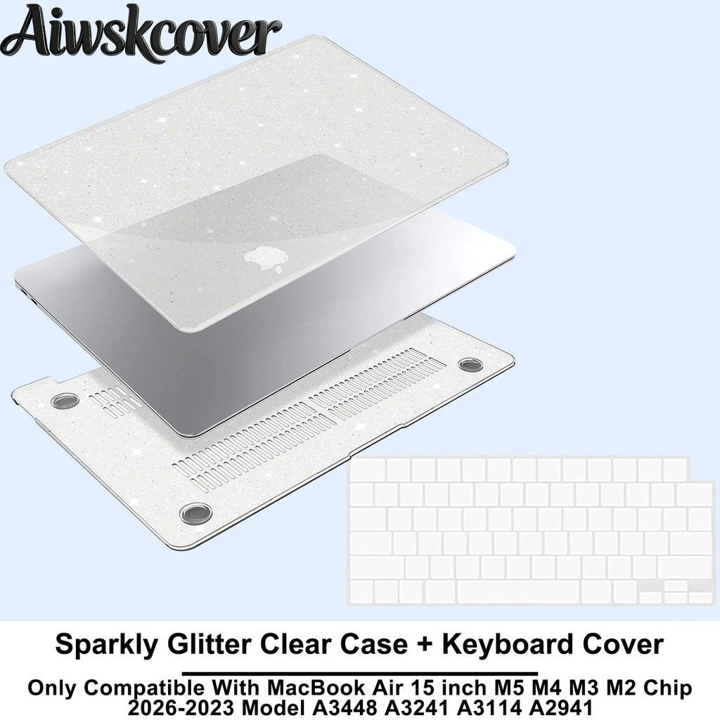For MacBook Air 15 inch Case M5 M4 M3 M2 2026 2025-2023 Hard Shell Laptop Cover With Keyboard CoverModel A3448 A3241 A3114 A2941