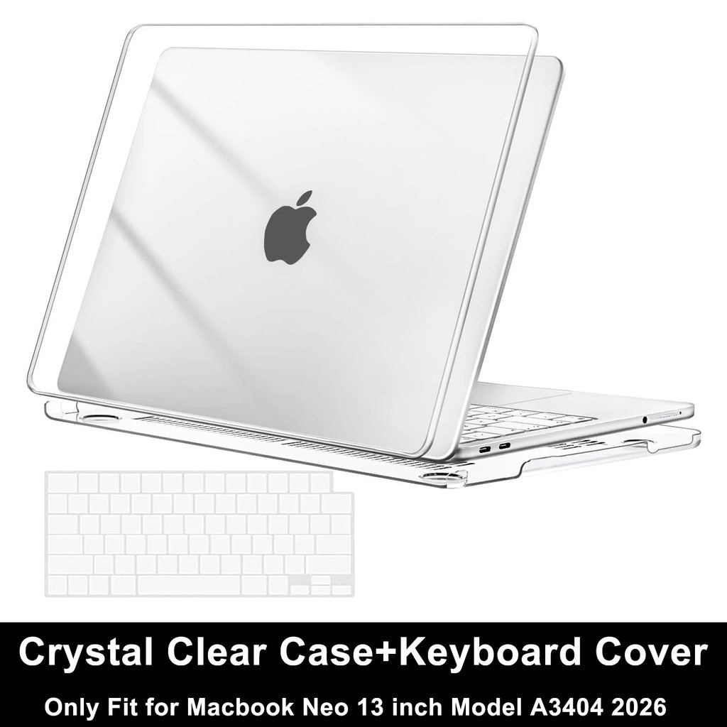 Compatible With Clear MacBook Neo 13 inch Case 2026 Model A3404 Crystal Clear Hard Shell & Keyboard Cover For Neo 13 inch