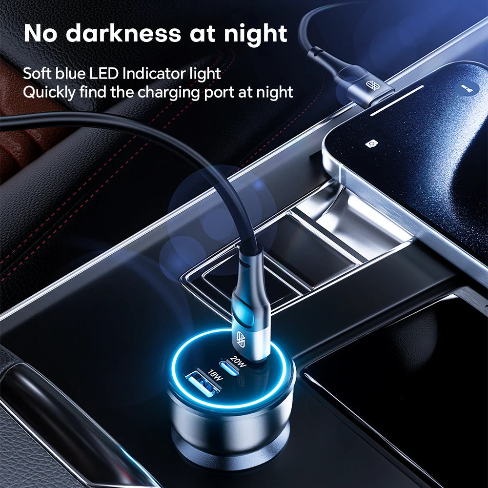 138W Car Charger Fast USB Type C Car Phone Charge 100W 65W 4