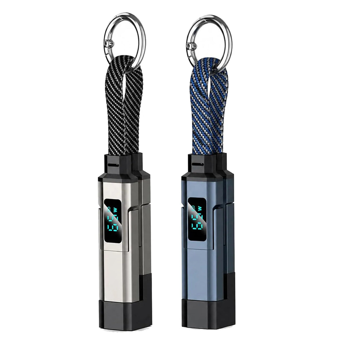4-in-1 Keychain USB C Cable with V/A/W Display 65W Fast Charging with LED Charger Cord for iPhone 16/15 iPad MacBook Samsung
