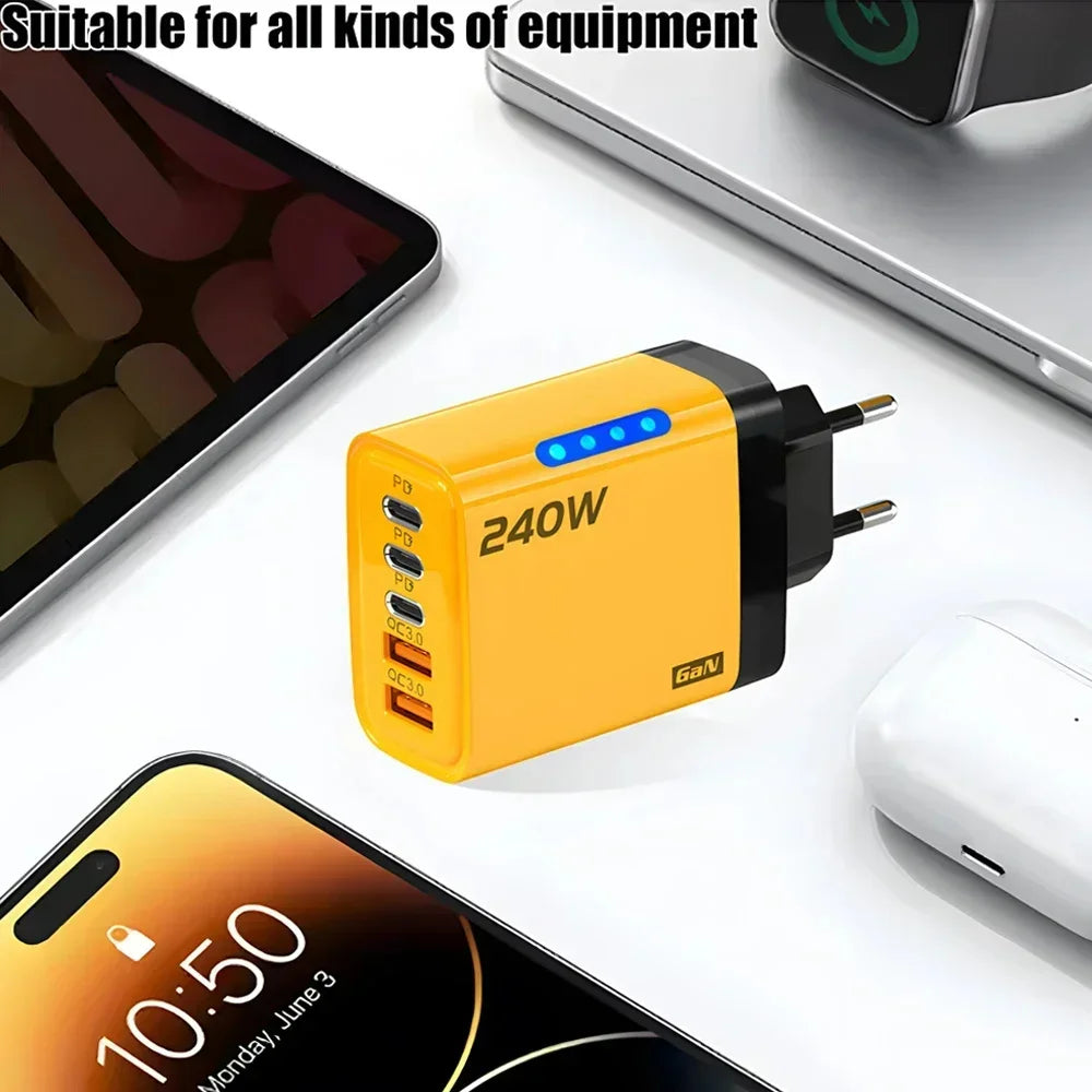 5 Ports USB PD Charger 240W Type C Quick Charge Phone Charge