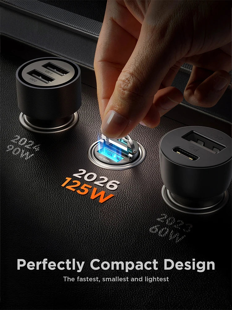 Joyroom 125W PD Fast Car Charger USB-A 60W & USB-C 65W Super