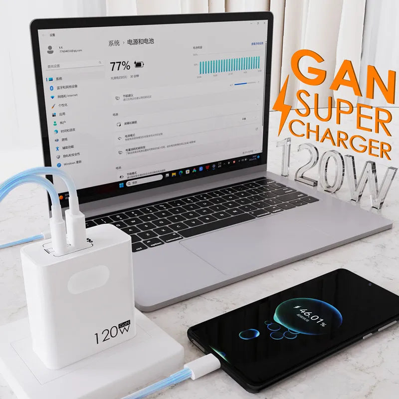 120W Fast Charger USB Type C PD Cable Fast Charging Quick Ch